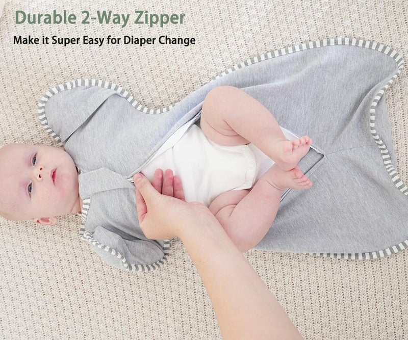 Roksuma Transition Swaddle 3-6 Months Baby Sleep Sack Arms up Swaddle 2-Way Zipper 100% Cotton Arms in/Out, 0.8 Tog Baby Transitional Swaddle Sack for Boy Girl, 2-Pack (Medium 14-20lbs) - Image 4